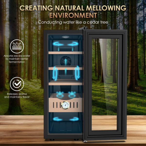 LINKEWODE 35L Electric Cigar Humidor with Cooling and Heating Function